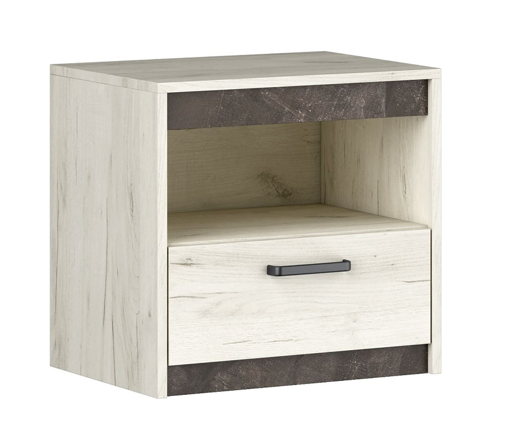 Тумба прикроватная Прага дуб белый крафт/ателье темное