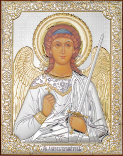 Ангел Хранитель, икона прямоугольная без рамки, красное дерево 175х225