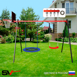 Уличные качели Sv Sport УК178КП2 (3.0м/Щит баскет/Гнездо Оксф. 100см/"Лодочка"/Подвесы на подш 2к)