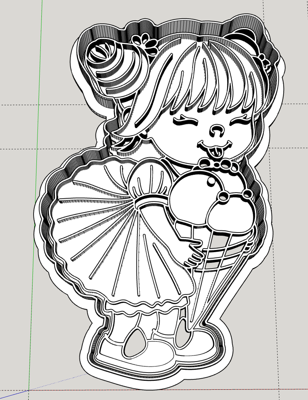 Штамп Девочка с мороженым №1 от Киры