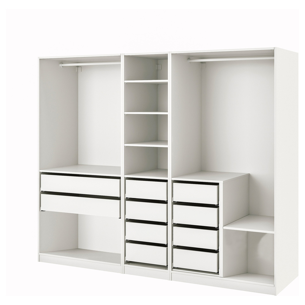 Гардероб PAX IKEA (комбинация) с 10 ящиками 250x58x201 см (белый) 250*58*201 см, Белый   Фиеста
