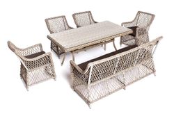 "Катания" обеденная группа плетеная на 6 персон, цвет бежевый