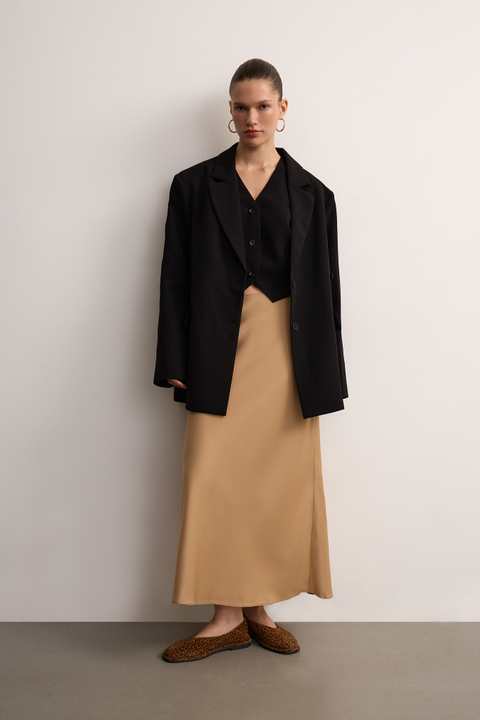 Юбка миди из атласа