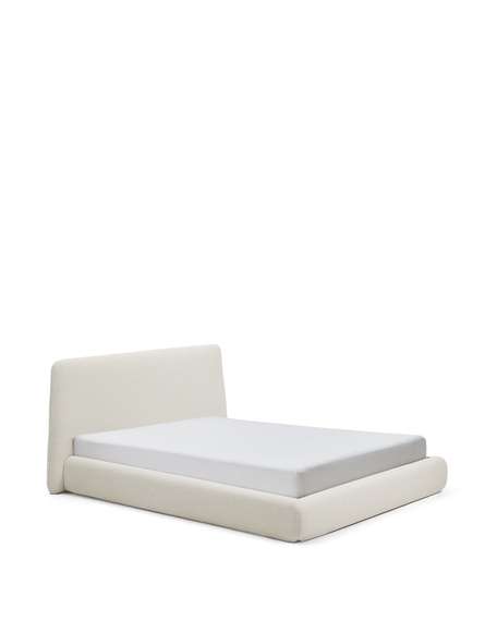 Кровать Martina со съемным чехлом из шенилла цвета экрю 160 x 200