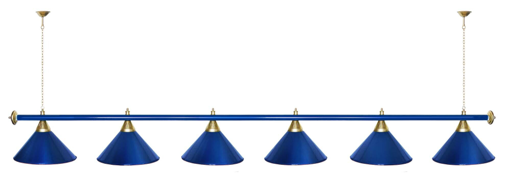 Лампа STARTBILLIARDS 6 пл. (плафоны зеленые,штанга зеленая,фурнитура золото)