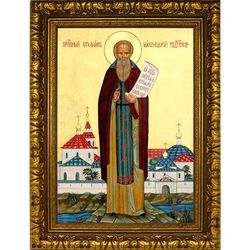 Стефан Махрищский Святой преподобный. Икона На холсте.