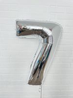 FM Шар 40" / 102 см "Цифра 7" Серебро (БГ-60)