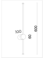 Светильник настенный светодиодный, бра 8W, 3000K черный 60 см