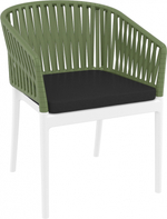 Кресло пластиковое с подушкой Siesta Contract Portofino, белый, оливковый, черный