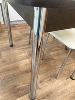 Стол неразд Пластиковый подстолье прямое хром Царг.пояс венге Ст-ца каспий черное золото (венге)