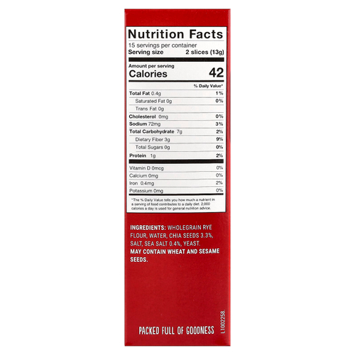 Finn Crisp, ржаная смесь, закваска, семена чиа и морская соль, 195 г (6,8 унции)