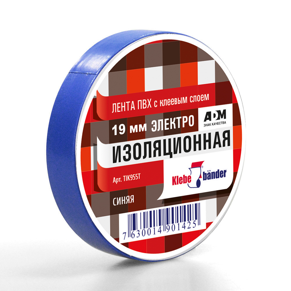 Изолента ПВХ 19ммх10м синяя Klebebander TIK955T