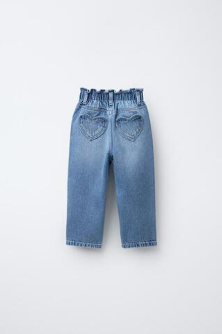 ZARA ДЖИНСЫ BAGGY С КАРМАНАМИ «СЕРДЦА», ВЫЦВЕТШИЙ СИНИЙ