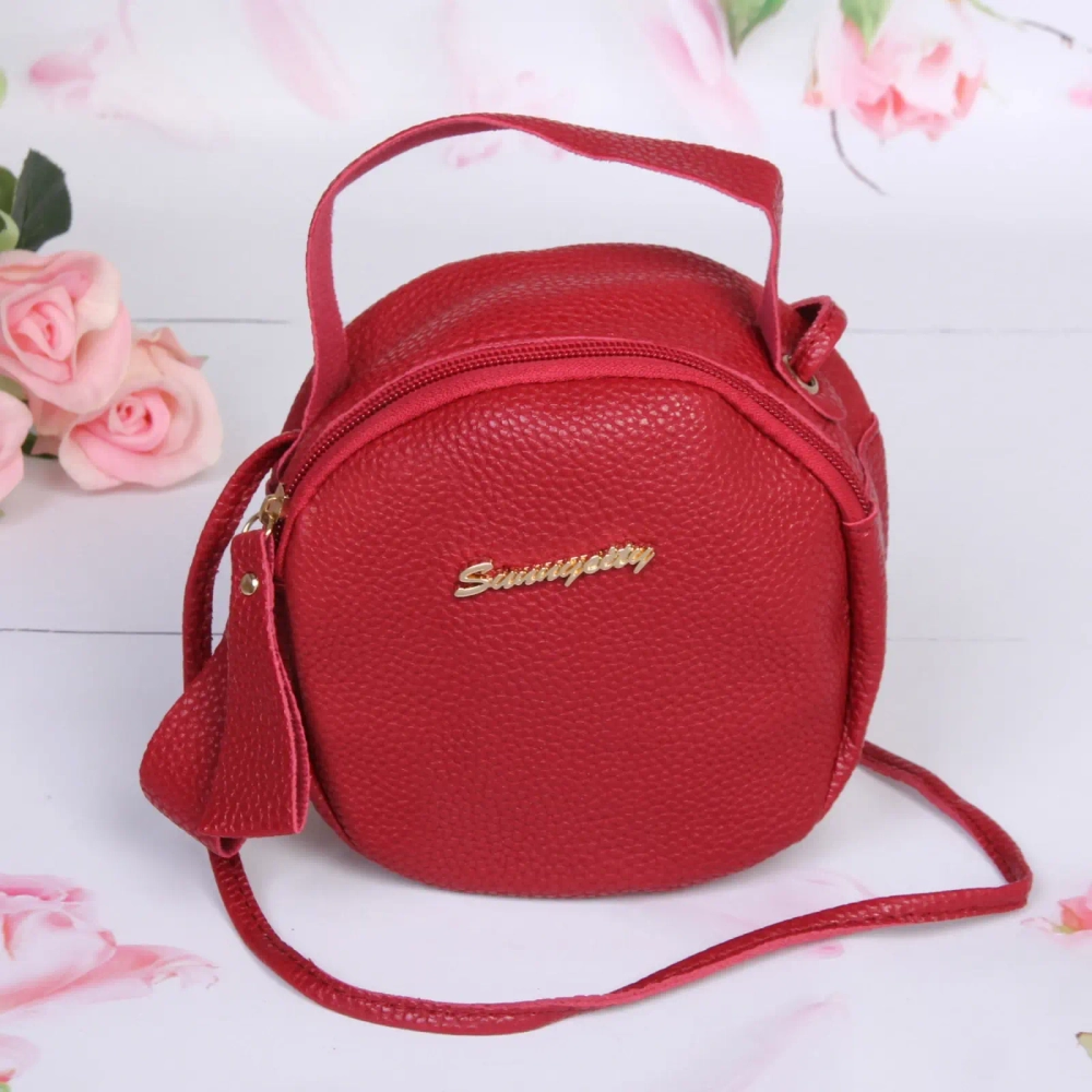 Сумка женская «Round classic», цвет красный, 17*17*7см