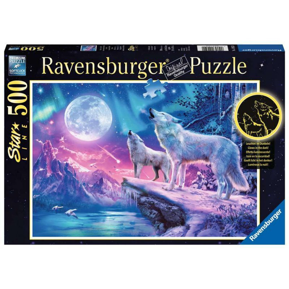 Ravensburger - Пазл Светящийся в темноте Волк в сиянии 500 деталей. 149520