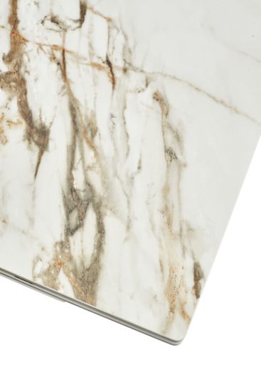 Стол ALTO 160 KL-188 Контрастный мрамор матовый, итальянская керамика/ белый каркас