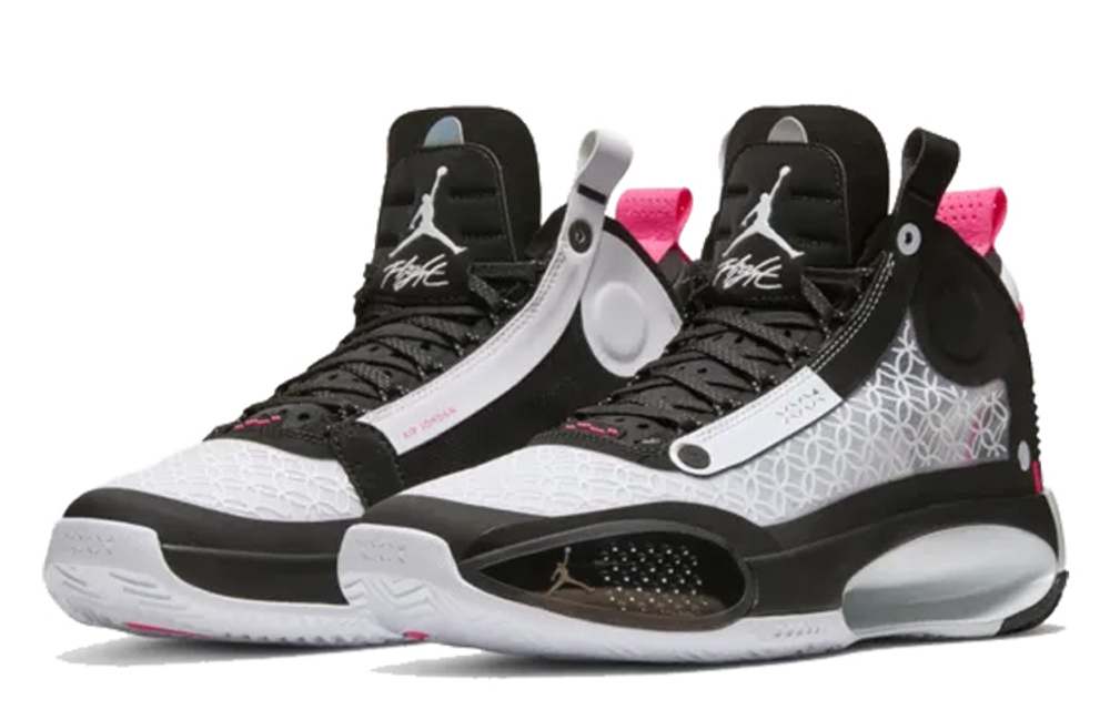 Jordan Air Jordan 34 "Digital Pink" PF fabric non-slip lightweight shock-absorbing mid-top actual combat basketball shoes for men and women the same black and white domestic version