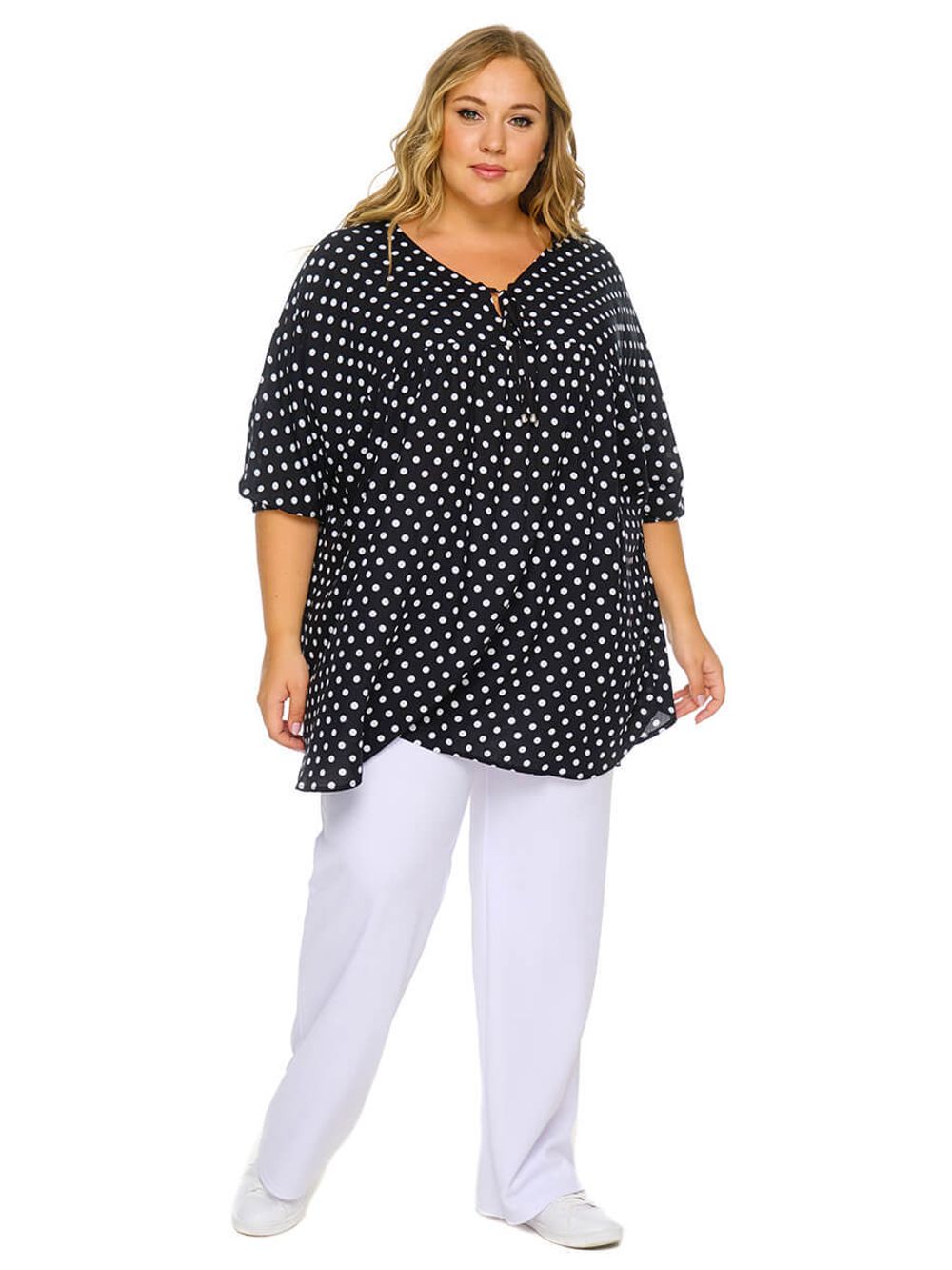 Летнюю тунику натуральную в горох купить 82 размер, большие размеры ...