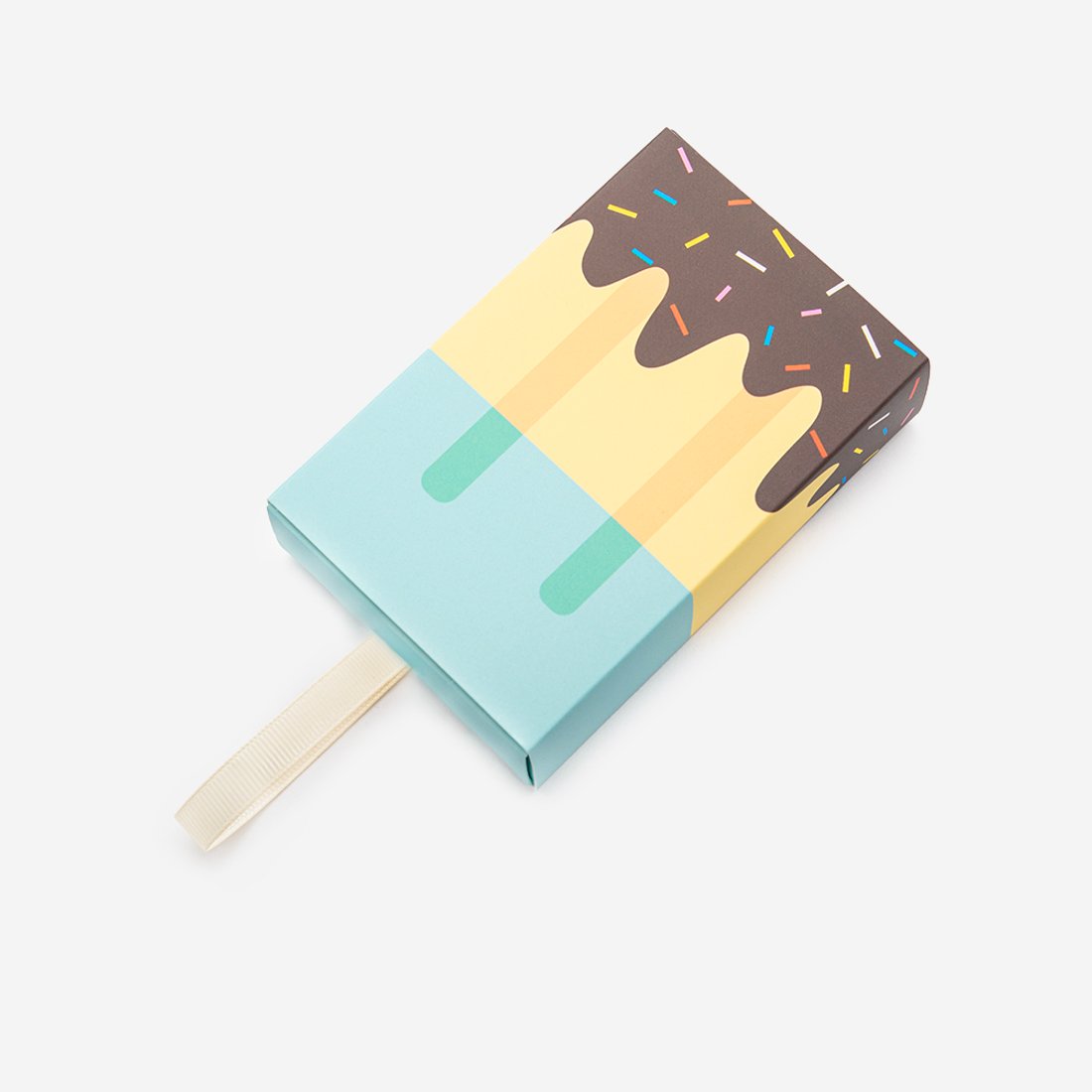 Складная подарочная коробка "Мороженое", 100*65мм, голубая