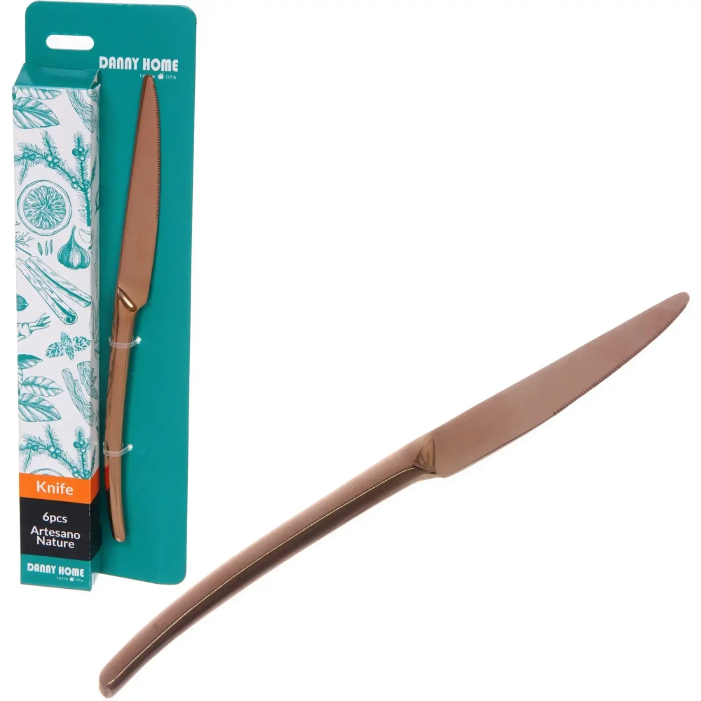 Набор столовых ножей 6шт «BISTRO» в подарочной коробке, розовое золото