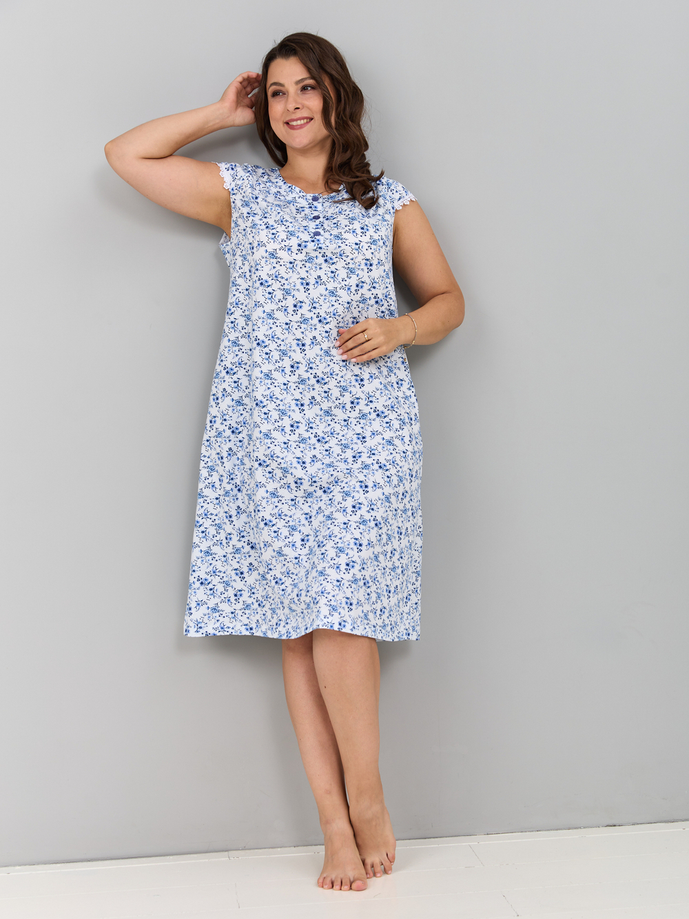 Ночная сорочка С-007/белый-букетик