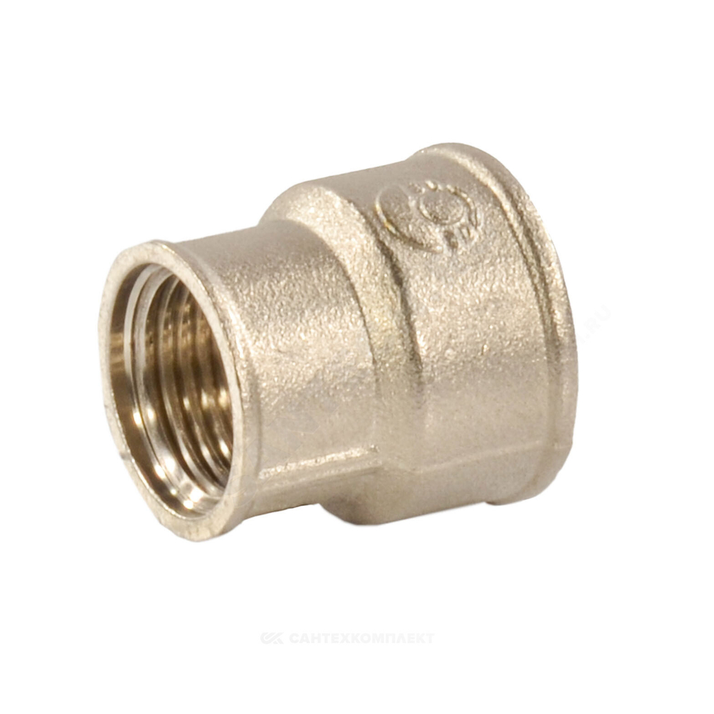 Муфта латунь никель переходная Ду 25х15 (1"х1/2") ВР/ВР VALFEX VF.240.N.100.012