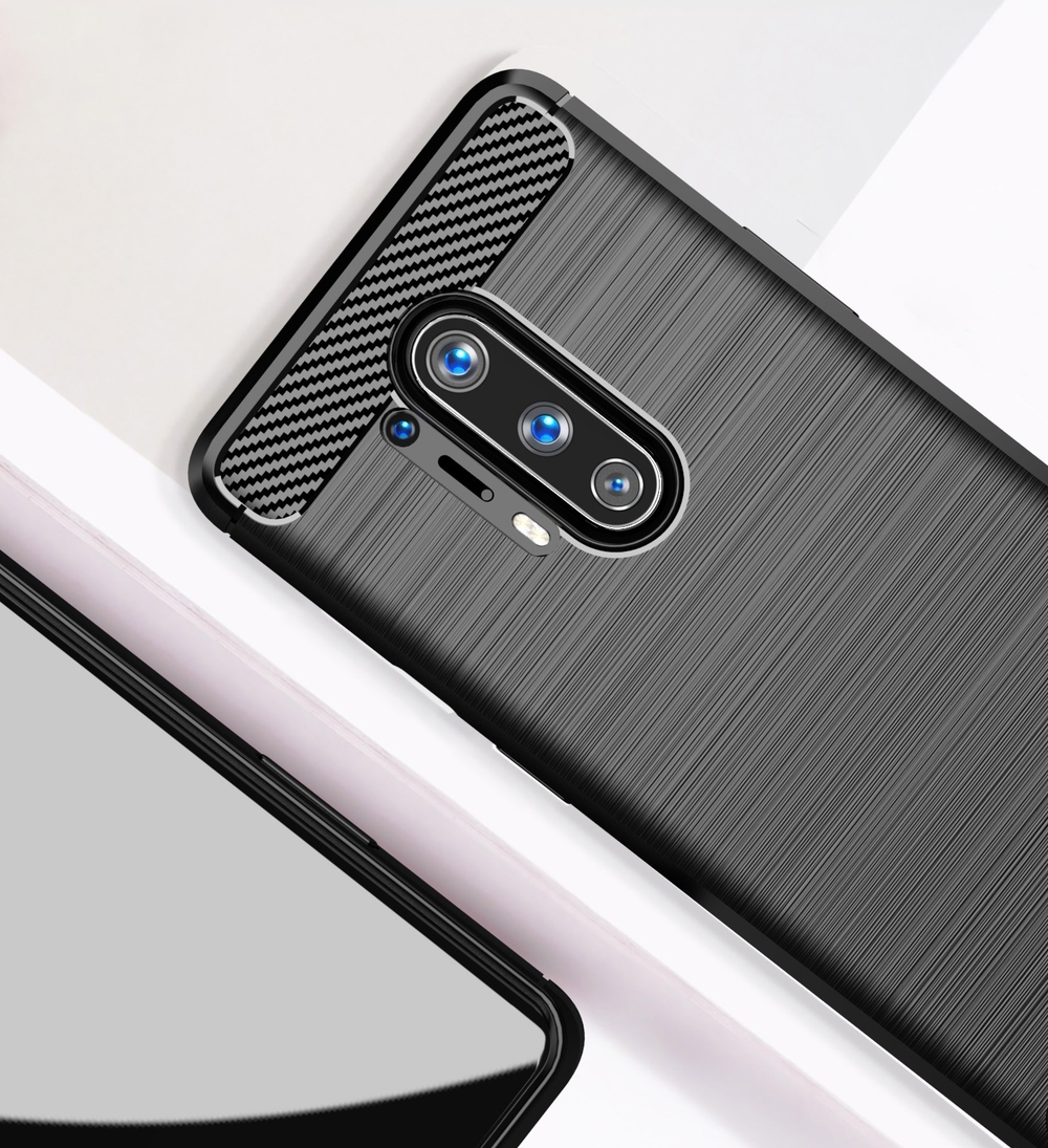 Чехол черного цвета для OnePlus 8 Pro, серии Carbon (карбон дизайн) от Caseport
