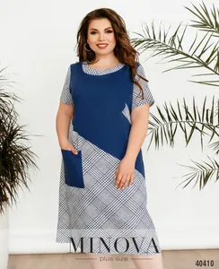 Платье 435-джинсовая-клетка Minova