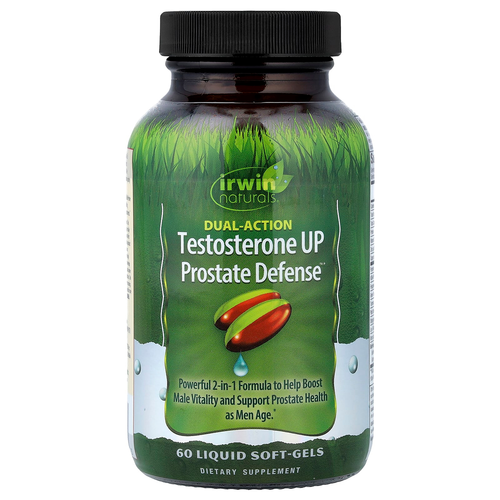 Irwin Naturals, Testosterone UP Prostate Defense™, двойное действие, 60 желатиновых капсул