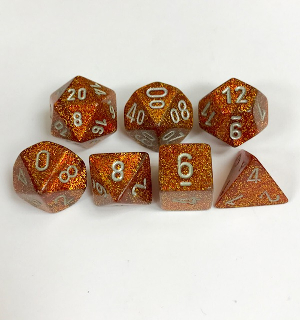 Chessex 7-dice set Glitter Gold / Silver