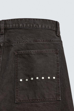 ZARA ДЖИНСЫ FLARED С ВОЩЕНЫМ ПОКРЫТИЕМ, КОРИЧНЕВЫЙ