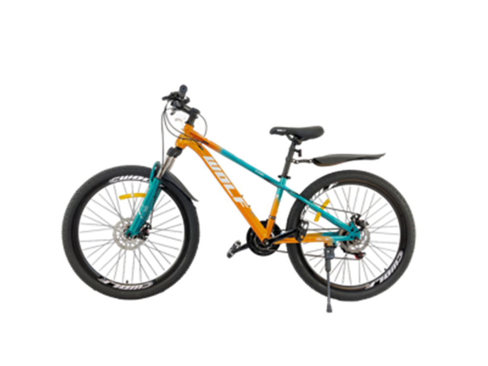Велосипед Wolf Kuqi 26" (Shimano, стальная рама, диск. тормоз) Сине-оранжевый