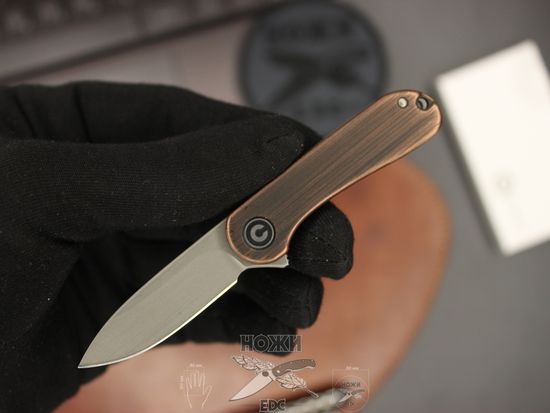 Складной нож Civivi Mini Elementum C18062Q2 c клинком из стали Sandvik™ 14C28N, рукоять медь