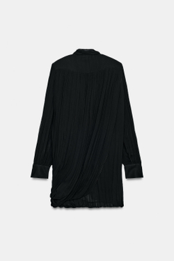 ZARA КОРОТКОЕ ПЛАТЬЕ СО СБОРКАМИ — ZW COLLECTION, ЧЕРНЫЙ