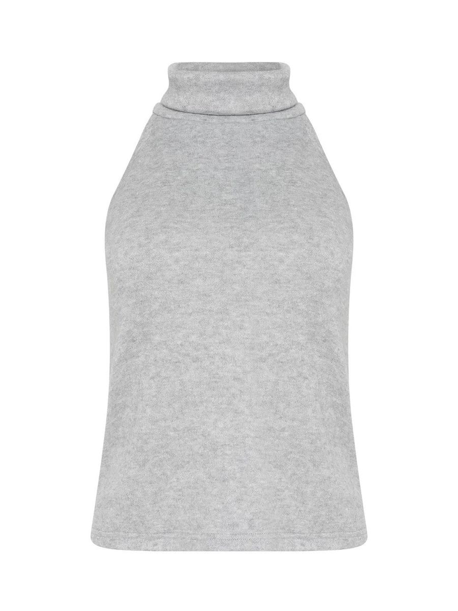 Топ из трикотажа с горлом серый