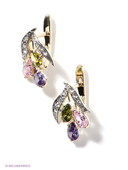 "Тано" серьги в золотом покрытии из коллекции "Идиллия Jenavi" от Jenavi с английским замком