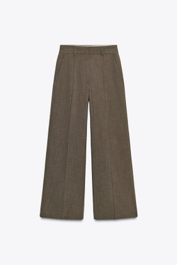 ZARA БРЮКИ В СТИЛЕ МИНИМАЛ — ZW COLLECTION, КОРИЧНЕВЫЙ