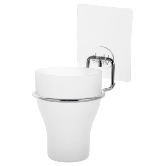 Стакан для зубных щеток пластиковый Besser BS 0157 (9х10х15 см) на хромированной подвеске с креплением "SMART STICKER"