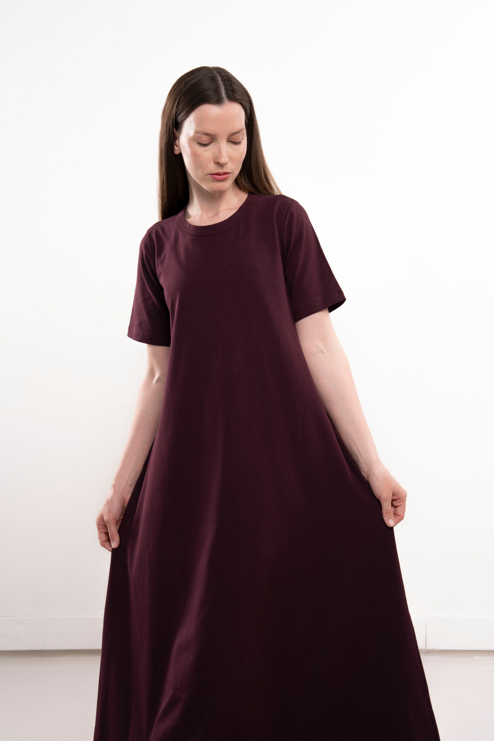 Длинное свободное платье с карманами | + цвета