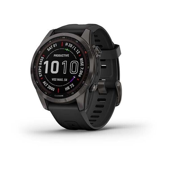 Умные часы Garmin Fenix 7 Sapphire Solar Титан DLC Carbon Grey с черным ремешком 47 мм
