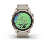 Смарт часы Garmin Fenix 7S Pro Sapphire Solar золотистый корпус с кожаным ремешком цвета известняка