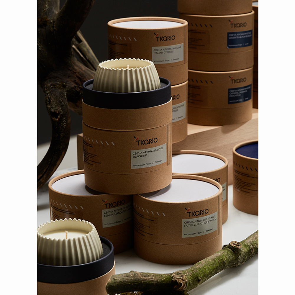 Свеча ароматическая cypress, jasmine & patchouli из коллекции edge, бежевый, 30 ч