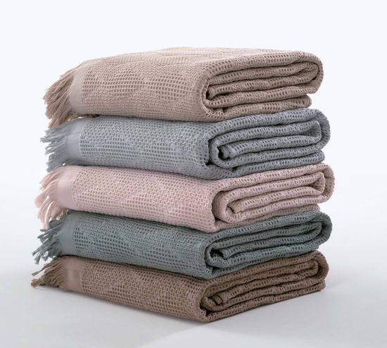 Покрывало вафельное Кофе 150х200 с кистями