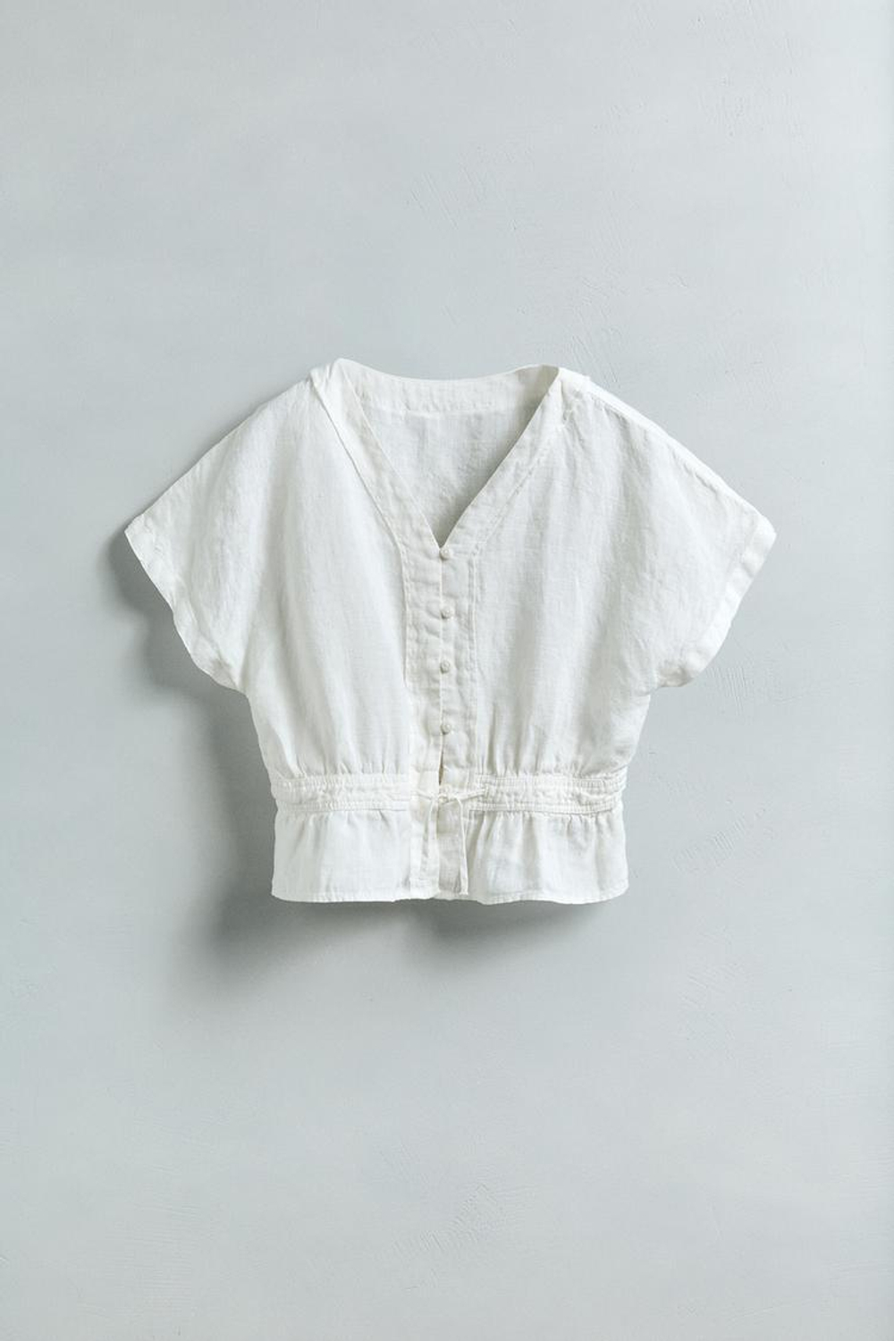 ZARA БЛУЗА ИЗ 100% ЛЬНА, СВЕТЛЫЙ ЭКРЮ