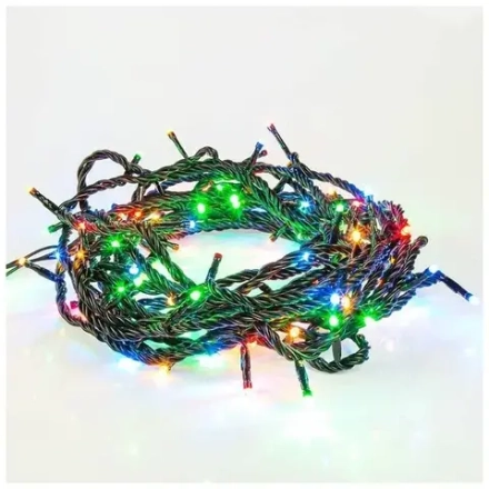 Электрогирлянда внешняя Нить 20м 200LED, мультиколор, 8 режимов, с коннектором, темно-зеленый кабель