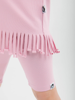 Костюм футболка с бахромой и велосипедки "Лавандово-розовый"