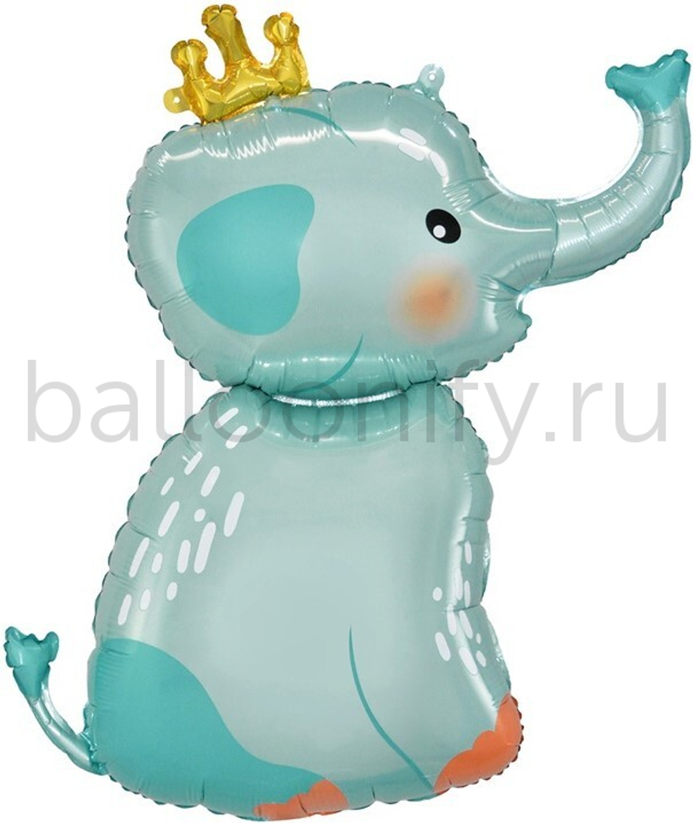 Шар (39''/99 см) Фигура, Слоненок в короне, 1 шт.