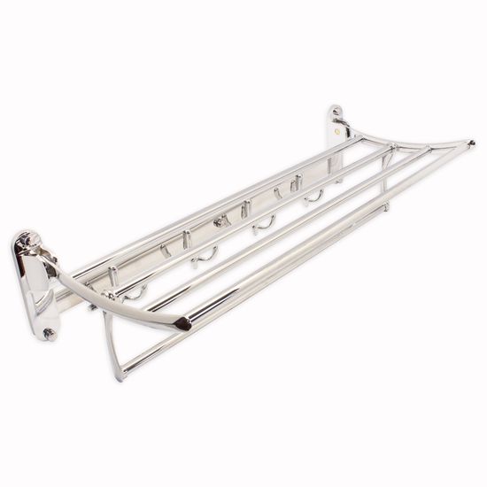 Полка раскладная с крючками и откидным полотенцедержателем Besser BS 8201 (60х25х16,5 см) из хромированного цинкового сплава