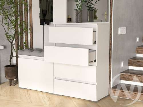 Прихожая "Хелен" (белый/белый шагрень) Комплектация 1