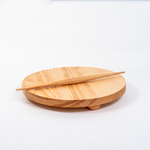 Скалка с основанием для раскатки теста из древесины сибирского кедра. RPN8